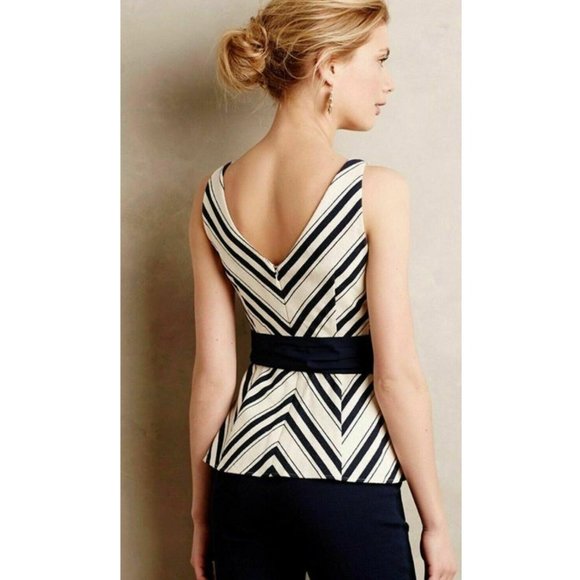🚫SOLD🚫 Anthropologie Chevron Striped Peplum Top - Picture 6 of 7